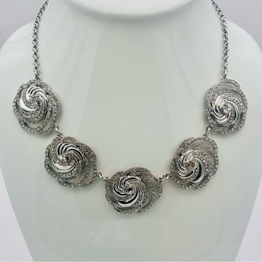 Ann Taylor Silver Floral Necklace